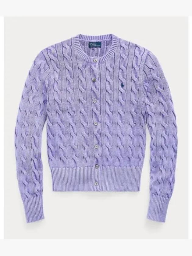 Pony Logo Cable Cardigan Lavander - POLO RALPH LAUREN - BALAAN 2