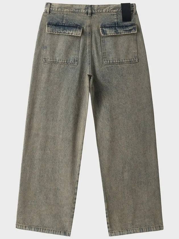 Dirty Washing Cargo String Denim Wide Pants Dusty Grey - NOIRER - BALAAN 11