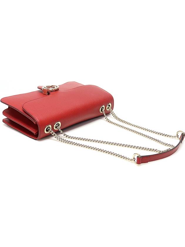 Gucci 510303 Red Leather Interlocking GG Gold Chain Medium Shoulder Bag - GUCCI - BALAAN 4