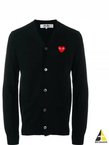 AX N008 051 1 P1N008 AZ Red Heart Wappen Wool Cardigan - COMME DES GARCONS - BALAAN 1