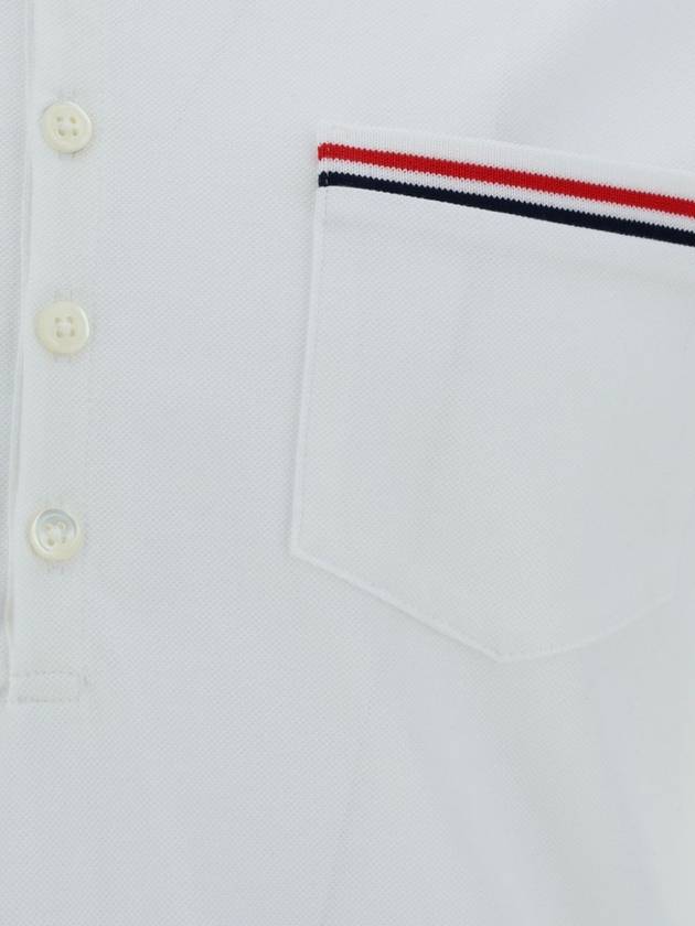 Men's Three Stripes Pocket Mercerized Short Sleeve Polo Shirt White - THOM BROWNE - BALAAN 3