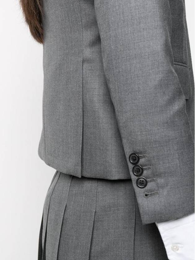 Women's Twill Slim Fit Single Breasted Wool Jacket Mid Grey - THOM BROWNE - BALAAN 6