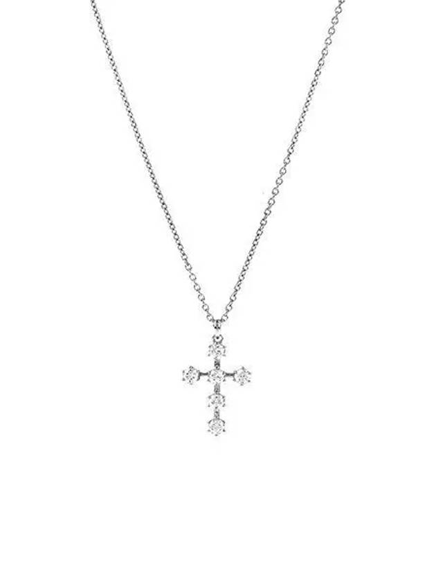 Insigne Pendant Round Cut Cross Rhodium Necklace Silver - SWAROVSKI - BALAAN 2