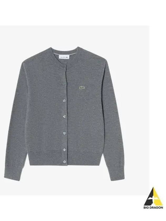 Women s Basic Crew Neck Cardigan Gray - LACOSTE - BALAAN 1