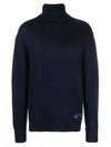 Walter Logo Merino Wool Turtleneck Dark Navy Blue - A.P.C. - BALAAN 2