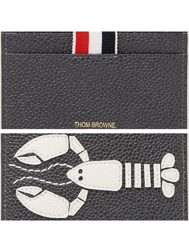 Lobster Pebble Grain Leather Card Wallet Dark Grey - THOM BROWNE - BALAAN 2