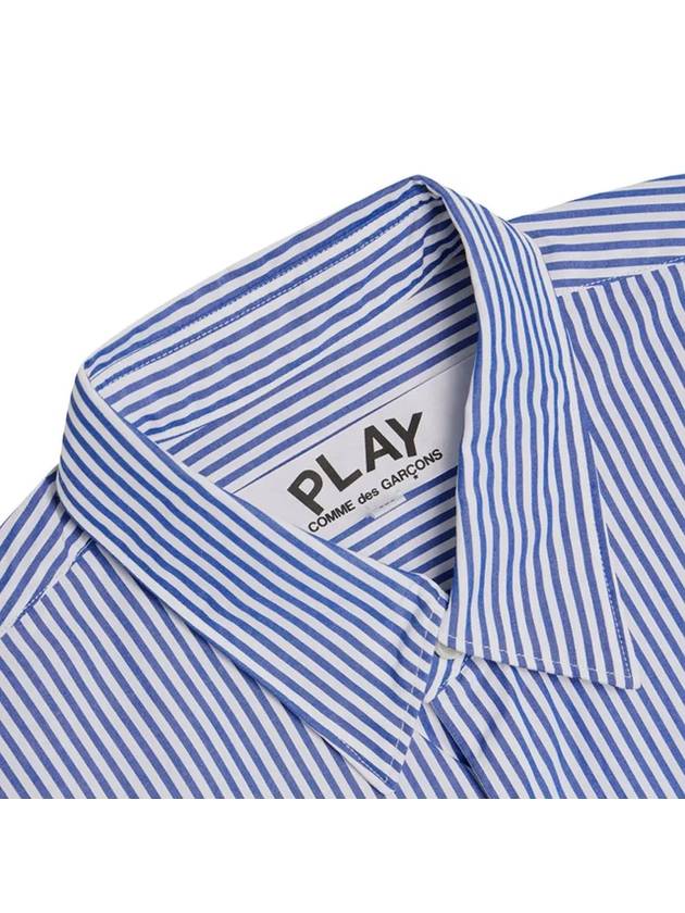 Black Heart Striped Shirt Blue AZ B018 051 1 - COMME DES GARCONS - BALAAN 4