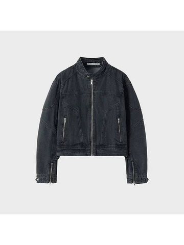 Overfit Crop Rider Denim Jacket Black - THEANTIPLATFORM - BALAAN 1