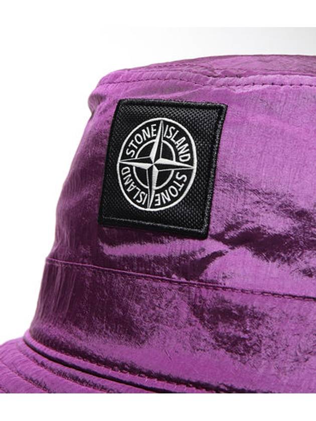 Logo Patch Nylon Metal Bucket Hat Magenta - STONE ISLAND - BALAAN 4