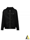 Reversible Cotton Fleece Re-Nylon Zip-up Hoodie Black - PRADA - BALAAN 2