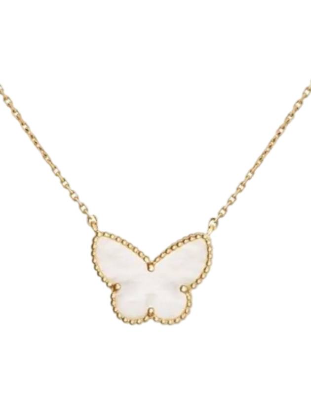 Lucky Alhambra Butterfly Pendant Necklace Gold White - VANCLEEFARPELS - BALAAN 1