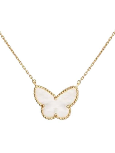 Lucky Alhambra Butterfly Pendant Necklace Gold White - VANCLEEFARPELS - BALAAN 1