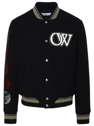 Moon Phase Varsity Bomber Jacket Black - OFF WHITE - BALAAN 1