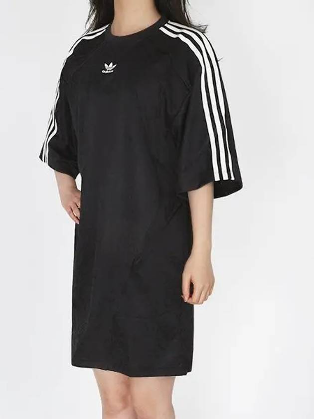 Oversized 3 Stripe Tricot Tee Short Dress Black - ADIDAS - BALAAN 2