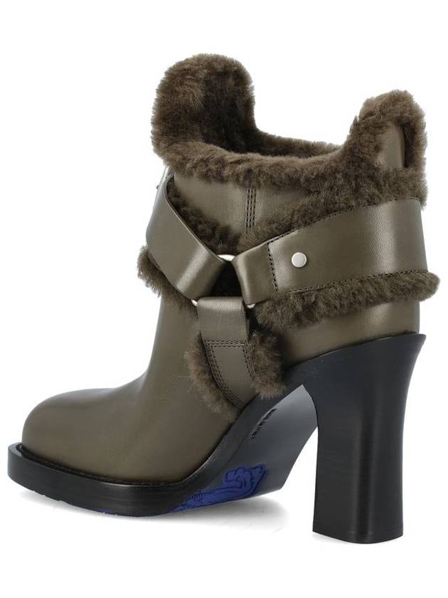 Shearling Cosy High Heel Stirrup Middle Boots Green - BURBERRY - BALAAN 4