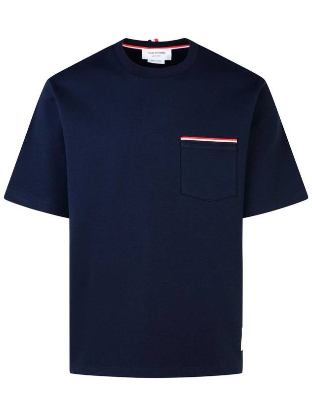 Cotton Oversized Pocket Short Sleeve T-Shirt Navy - THOM BROWNE - BALAAN 2