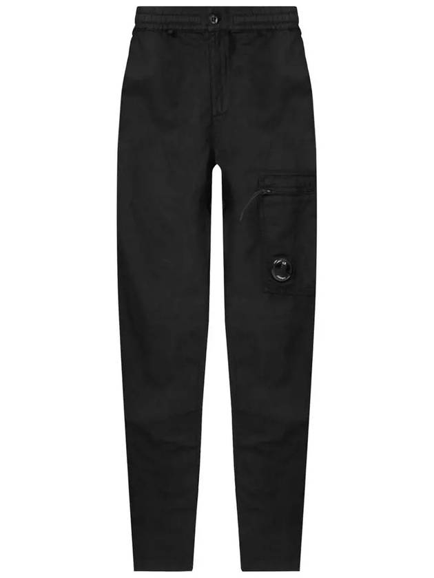 Linen Blend Cargo Straight Pants Black - CP COMPANY - BALAAN 3