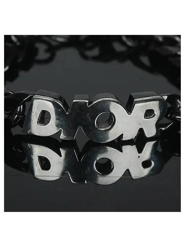 B1611HOMMT Silver Logo Black Link Chain Bracelet - DIOR - BALAAN 4