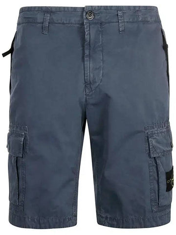 Men's Wappen Patch Pocket Bermuda Cargo Shorts Navy - STONE ISLAND - BALAAN 1