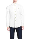 Embroidered Logo Big Collar Cotton Long Sleeve Shirt White - VIVIENNE WESTWOOD - BALAAN 3