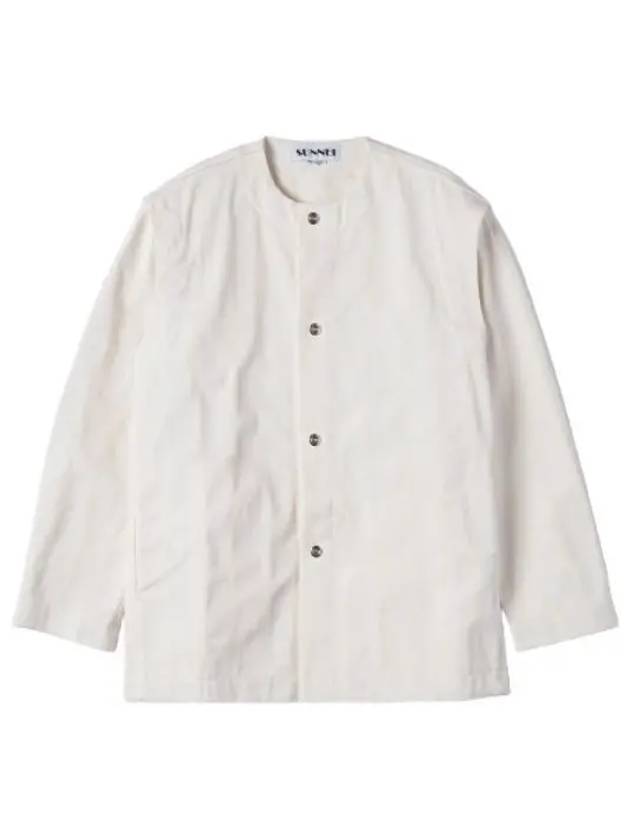 Collarless striped two way jacket white jumper - SUNNEI - BALAAN 1