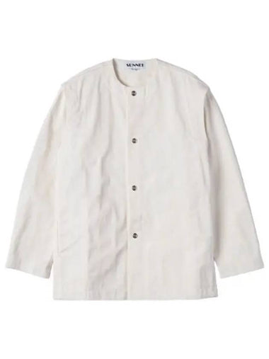 Collarless striped two way jacket white jumper - SUNNEI - BALAAN 1