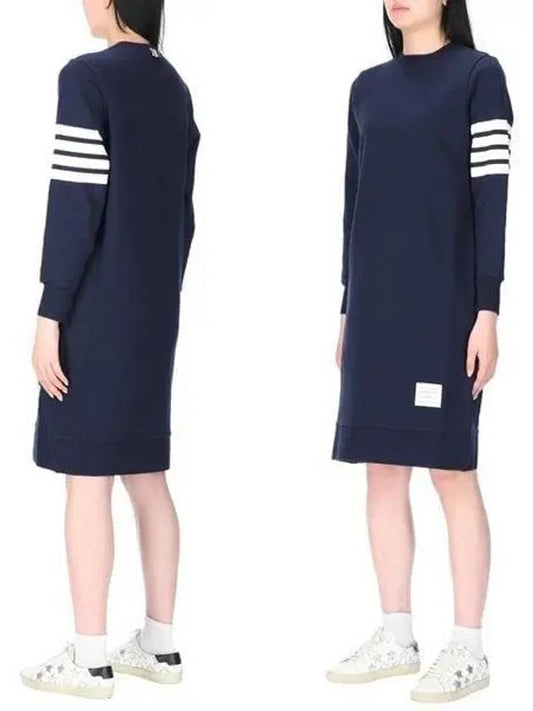 Classic Loopback 4-Bar Sweater Midi Dress Light Navy - THOM BROWNE - BALAAN 2