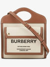 Mini Two-Tone Canvas And Leather Pocket Bag Natural Malt Brown - BURBERRY - BALAAN 3