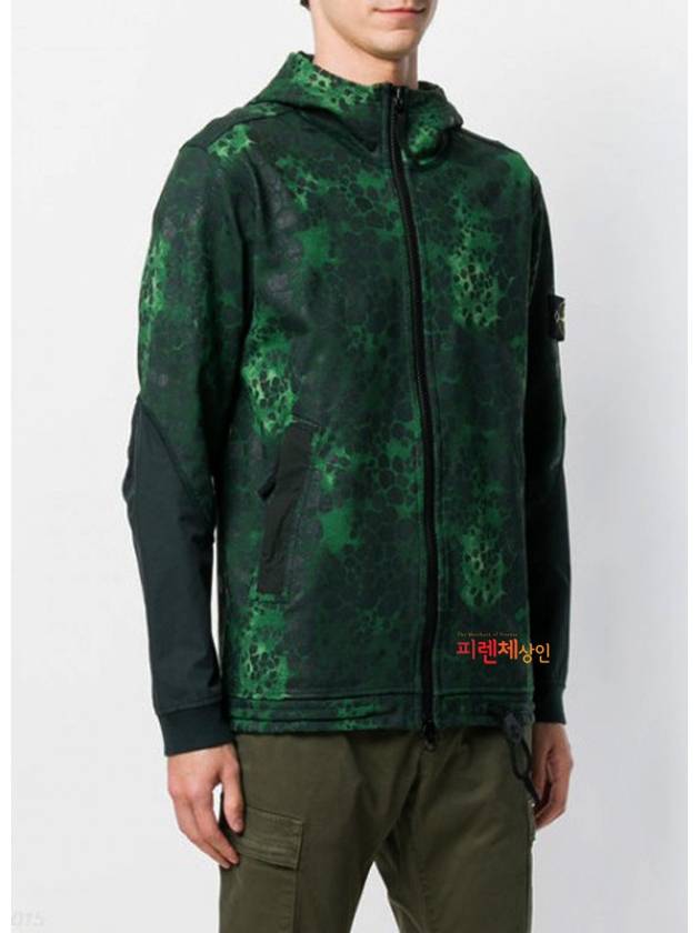 Men's Wappen Patch Camo Zip Up Hoodie Green - STONE ISLAND - BALAAN 8