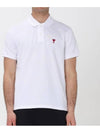 Heart Logo Polo Shirt White - AMI - BALAAN 3