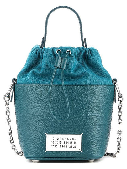 5AC Number Logo Texture Leather Bucket Bag Blue Green - MAISON MARGIELA - BALAAN 2