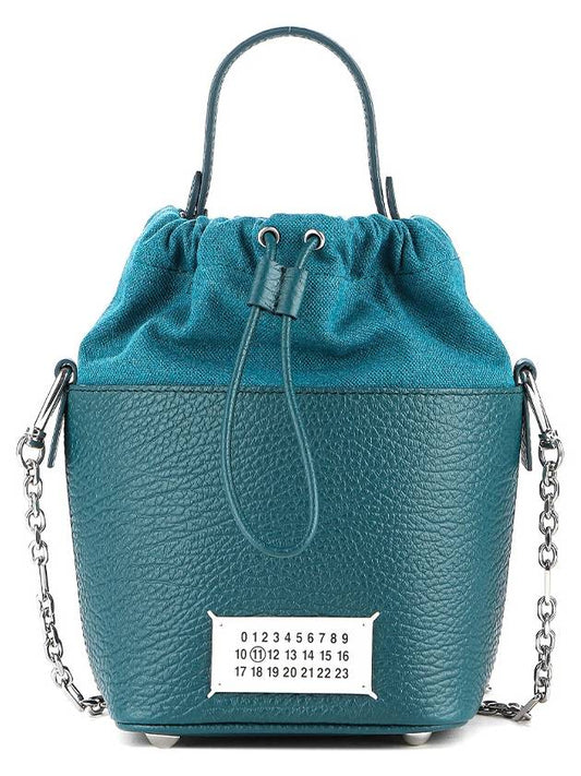 5AC Number Logo Texture Leather Bucket Bag Blue Green - MAISON MARGIELA - BALAAN 2