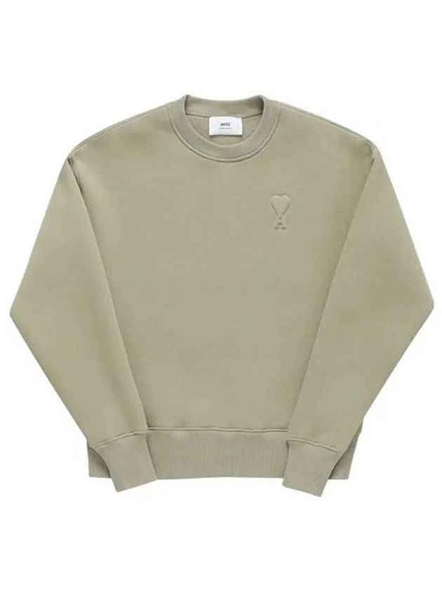 De Coeur Embossed Logo Crewneck Sweatshirt Beige - AMI - BALAAN 6