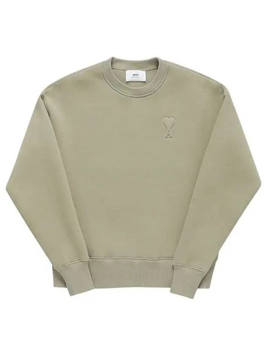 De Coeur Embossed Logo Crewneck Sweatshirt Beige - AMI - BALAAN 2