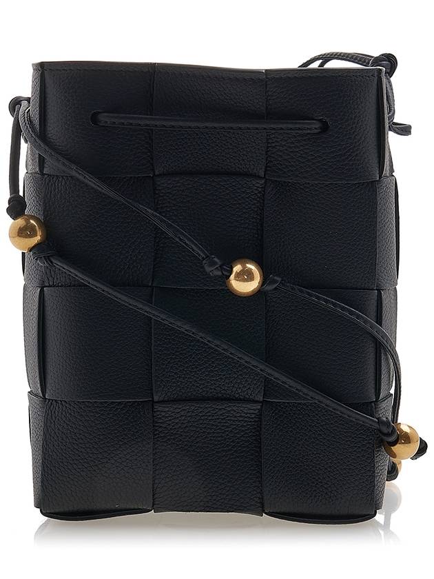 Cassette Intrecciato Leather Bucket Bag Black - BOTTEGA VENETA - BALAAN 4