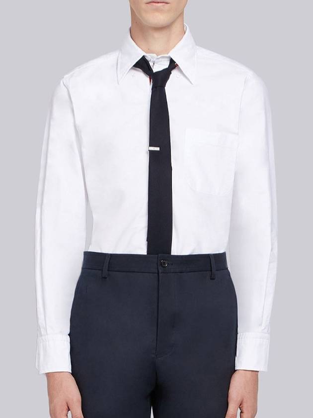 Men's Logo Patch Classic Cotton Long-Sleeve Shirt White - THOM BROWNE - BALAAN 4