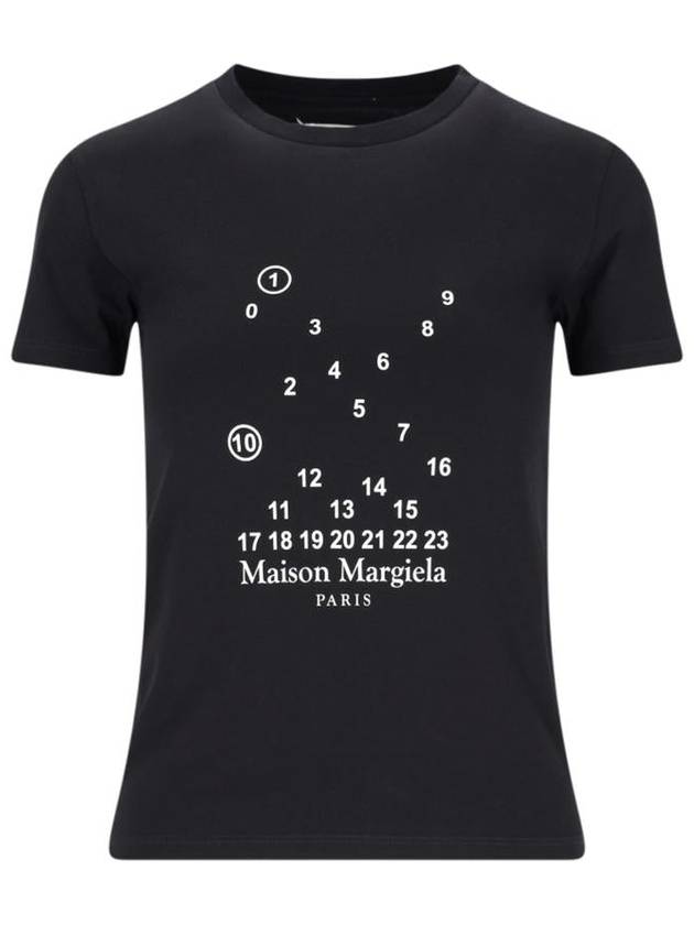 Women's Number Logo Cotton Short Sleeve T-Shirt Black - MAISON MARGIELA - BALAAN 2