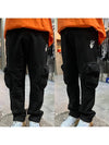 Logo Print Cargo Sweat Track Pants - OFF WHITE - BALAAN 3