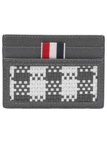 Woven Check Card Holder Gray Wallet - THOM BROWNE - BALAAN 1