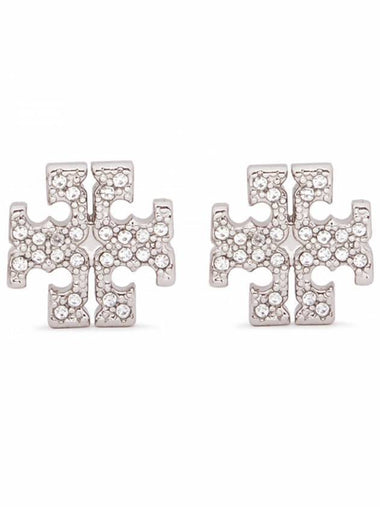 Crystal Logo Stud Earrings Silver - TORY BURCH - BALAAN 1