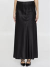 Maxi Side Zip Silk A-line Skirt Black - SAINT LAURENT - BALAAN 1