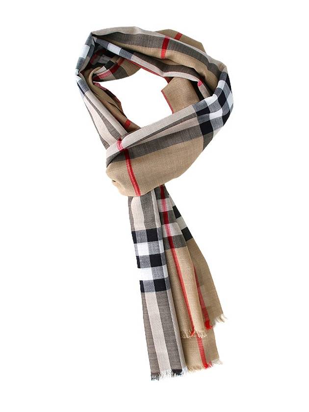 Giant Check Gauze Wool Silk Scarf 8078779 - BURBERRY - BALAAN 1