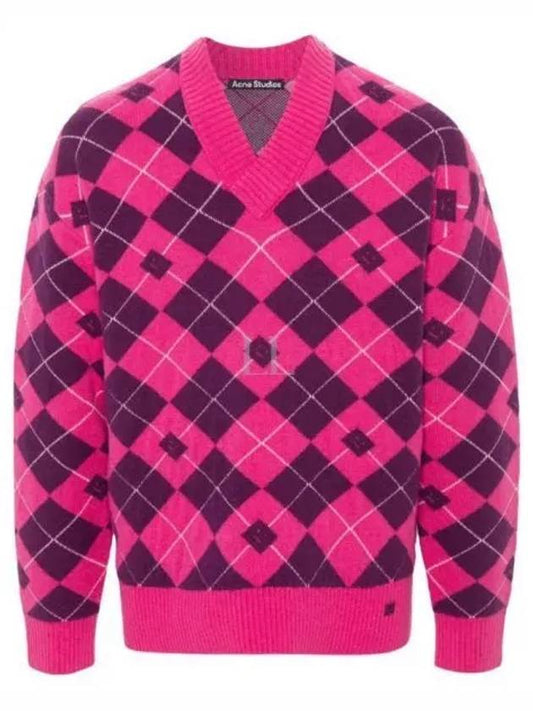 Jacquard Wool Knit Top Bright Pink - ACNE STUDIOS - BALAAN 2