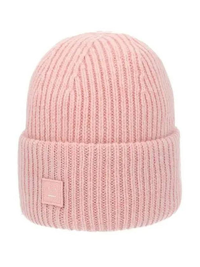 C40270 FADED PINK MELANGE Face Logo Small Patch Beanie - ACNE STUDIOS - BALAAN 2