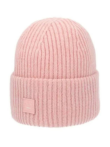 C40270 FADED PINK MELANGE Face Logo Small Patch Beanie - ACNE STUDIOS - BALAAN 1