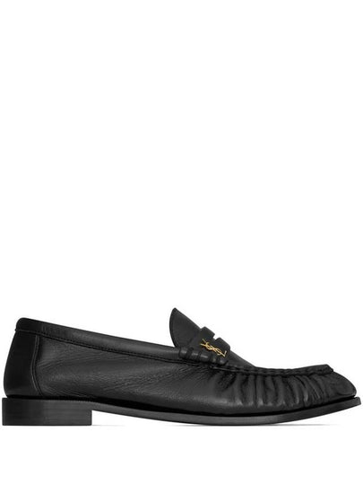 Le Signature Cassandre Logo Plaque Lamb Skin Loafer Black - SAINT LAURENT - BALAAN 2