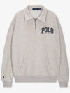 Men s Logo Fleece Collar Gray Heather Sweatshirt 710952038 002 - POLO RALPH LAUREN - BALAAN 3