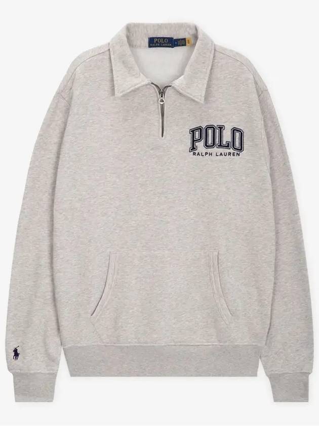 Men s Logo Fleece Collar Gray Heather Sweatshirt 710952038 002 - POLO RALPH LAUREN - BALAAN 3