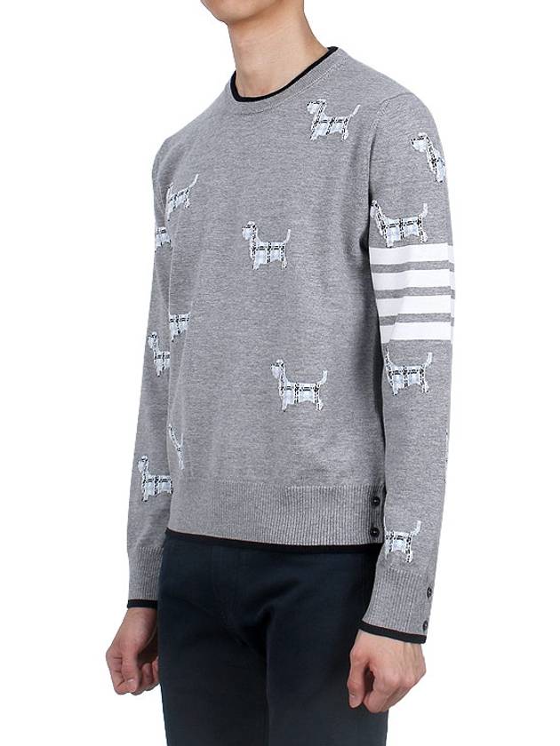 Hector Intarsia Crew Neck Knit Top Grey - THOM BROWNE - BALAAN 4