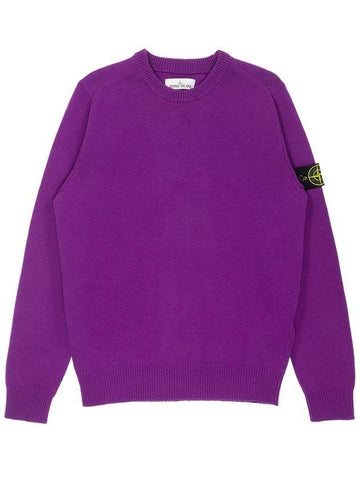 Waffen Patch Crew Neck Wool Sweatshirt Purple - STONE ISLAND - BALAAN.